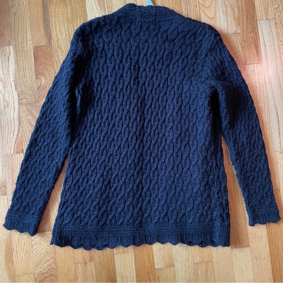 Vintage Black Cable Knit Boyfriend Cardigan Button Up Sweater by KLJ Oswal - Picture 6 of 8